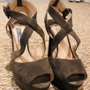 Prada Grey Suede Heels